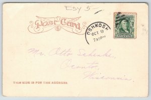 Oshkosh Wisconsin~Public Library Exterior & Reading Room~c1905 Postcard B&W 