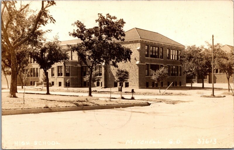 Real Photo Postcard High School in Mitchell, South Dakota~138277