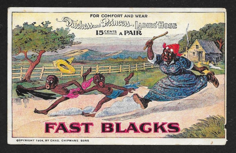 VICTORIAN TRADE CARD Fast Blacks Ladies' Hose Blacks