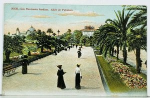 NICE - Les Nouveaux Jardins. Allee' de Palmiers c1900 Garden Palms  Postcard J13