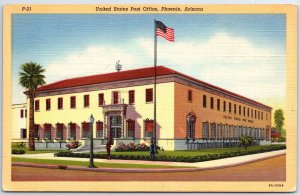 VINTAGE POSTCARD THE UNITED STATES POST OFFICE AT PHOENIX ARIZONA c. 1930s