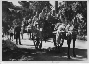 Catania Carro Siciliano, Sicily Italy Postcard  People Horse Carriage RPPC