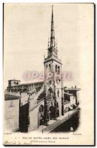 Old Postcard Villefranche Sur Saone Church Notre Dame Des Marais