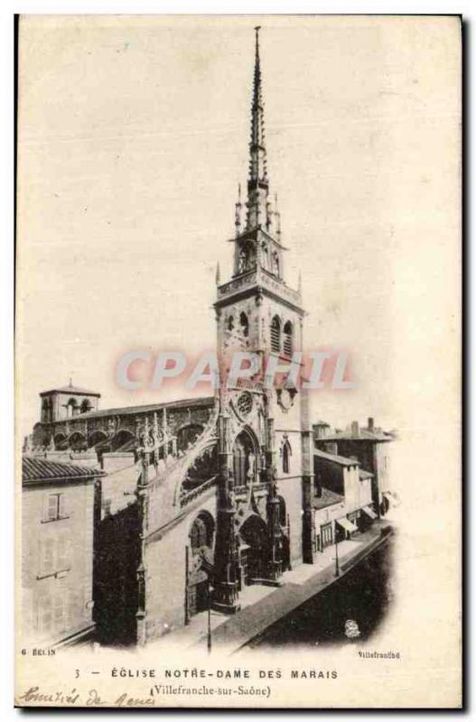 Old Postcard Villefranche Sur Saone Church Notre Dame Des Marais