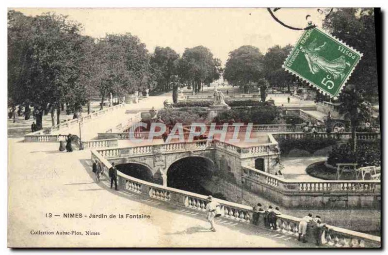 Old Postcard Nimes Jardin De La Fontaine