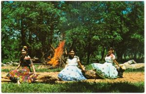 Paraguay Local Women in Native Dresses at Bonfire 1960s-1970s Postcard