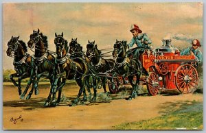 Chicago Illinois 1950s Postcard Victor Comptometer Co Six Hitch Pony