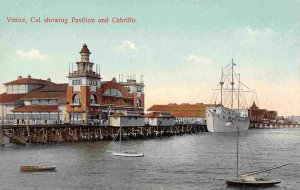 Venice California Pavilion Cabrillo Restaurant Ship 1910c postcard