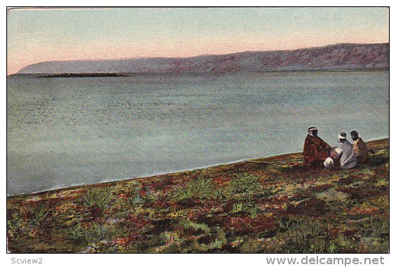 Three Men Sitting Down & Talking, The Dead Sea, Israel, 1900-1910s