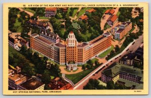 Arkansas~Air View Of Army & Navy Hospital @ Hot Springs Natl Park~Linen Postcard
