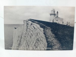 Old Belle Toute Lighthouse  Eastbourne Sussex Vintage RP Postcard