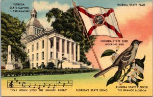 Florida Tallahassee State Capitol Bird Flag and Song Curteich