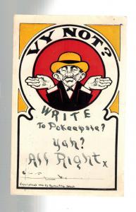 1904 Poughkeepsie NY Postcard Cover Jew Judaica Yiddish Vy Not Write?