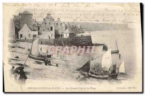 Old Postcard Arromanches Les Bains The large dock and boat Beach