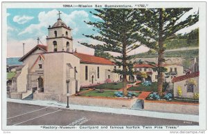 Rectory-Museum, Courtyard and famous Norfolk Twin Pines Trees, California, ...