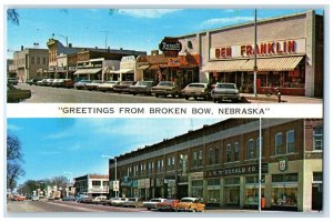 c1974 Street View Classic Cars Greetings Broken Bow Multi-View Nebraska Postcard