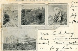 Postcard Antique Greetings From The Catskills, NY.   K1