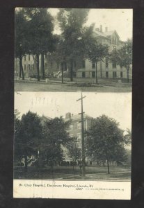 LINCOLN ILLINOIS ST. CLAIR HOSPITAL DEACONESS HOSPITAL VINTAGE POSTCARD