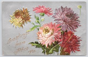 Atco Pennsylvania~Yellow Pink Purple & Red Roses Greeting~Vintage Postcard