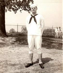 RPPC Edward Joseph Fox JR F1/3 US NTC Great Lakes 1944 WWII Navy Sailor Postcard