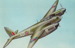 DE Havilland WW1 Mosquito BTV Plane Aircraft Rare Colour Fidelity 1970s Postcard