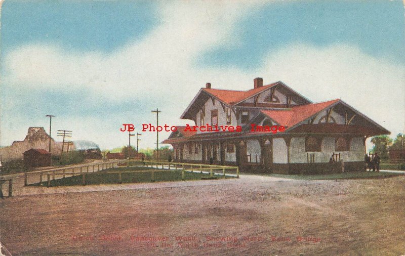 WA, Vancouver, Washington, Railroad Depot, Portland Post Card Pub No P1417