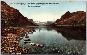 Montana, 1924 Reflection St. Mary Lake, Glacier National Park, Vintage Postcard