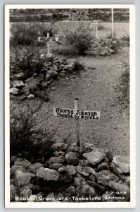 RPPC Boothill Graveyard Tombstone AR Arizona Grave George Johnson Postcard V21