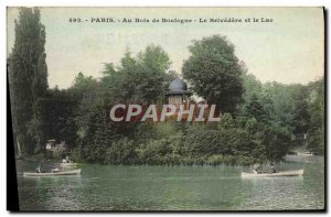 Old Postcard Paris Au Bois de Boulogne and Le Belvedere Lake