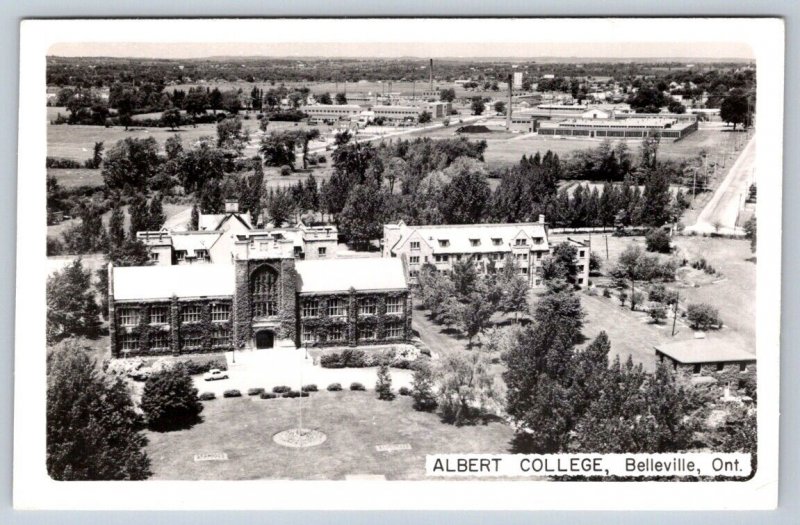 Albert College, Belleville Ontario, Vintage Real Photo Aerial View Postcard RPPC