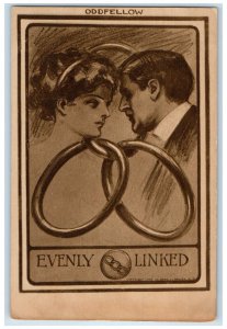 c1910's Oddfellow Couple Romance Evenly Linked Mason Unposted Antique Postcard