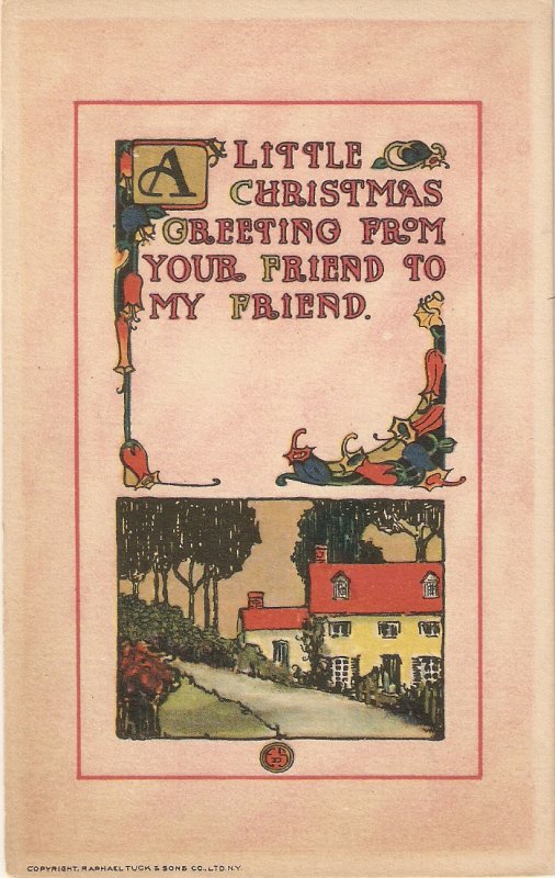 Landscape . Christmas Message  Tuck Christmas Greetings  Ser. PC # 555