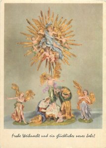 Religion Jesus Child in crib surrounded by angels baroque style Postcard