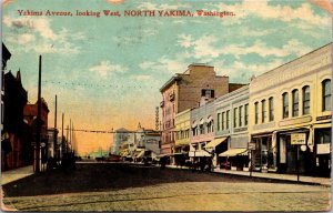 Postcard Yakima Avenue, Looking West in North Yakima, Washington