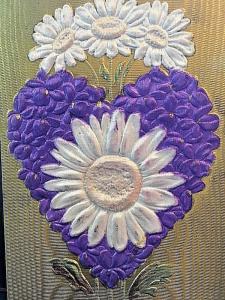 Postcard  Embossed Purple Heart on a Gold background  To my Valentine       W2