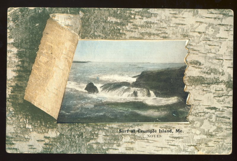 Crumple Island, Maine/ME Postcard, View Of Surf & Rocks, 1909!