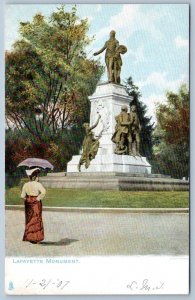 Pre-1907 STATUE GENERAL LaFAYETTE WASHINGTON DC WOMAN PARASOL TUCK'S POSTCARD