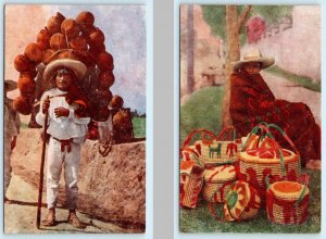 2 Postcards EL VENDEDORES Vendors of CANASTAS & OLLAS ca 1910s-20s