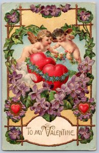 K48/ Valentine's Day Love Holiday Postcard c1910 Cupid Heart 165