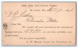 1891 C.H. Mekeel Stamp and Publishing Co. St. Louis Missouri MO Postal Card