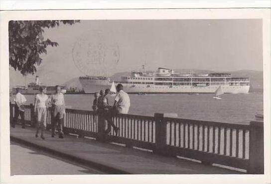 Yugoslavia Crikvenica Harbor Scene With Steamship 1959 Real Photo