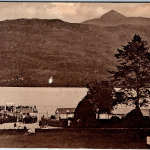 c1910s Tarbet, Scotland Pier Crowd People Lith Photo Postcard Newman Bros A76