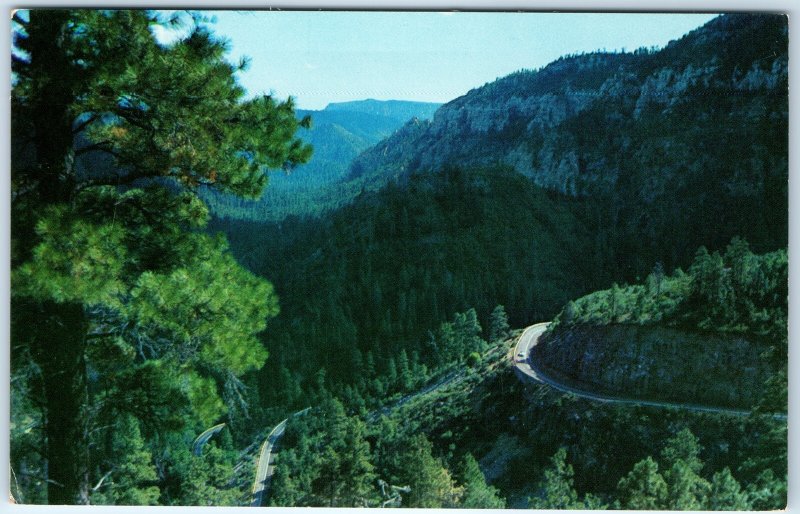 c1960s Flagstaff, AZ Oak Creek Canyon Mountain Road Switchback Chrome PC A308