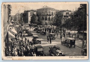 Oslo Norway Postcard Road View of Karl Johansgate 1933 Vintage Posted