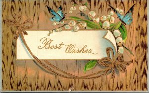 Best Wishes With Gold Ribbon and Butterflies