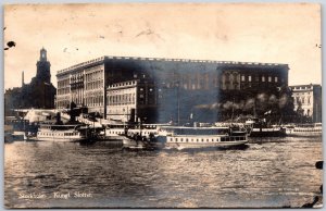 1910's Kungk Slottet Residence Stockholm Sweden Real Photo RPPC Posted Postcard