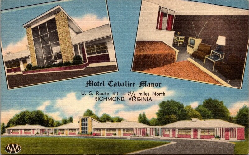 Linen Postcard Motel Cavalier Manor in Richmond, Virginia~136757