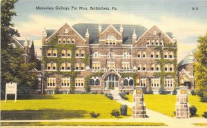 Bethlehem Pennsylvania 1940s Linen Postcard Moravian College For Men
