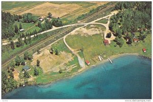 Aerial View, Kiwanis Bass Lake Beach, Cabins, Tenting, Cobalt, Ontario, Canad...