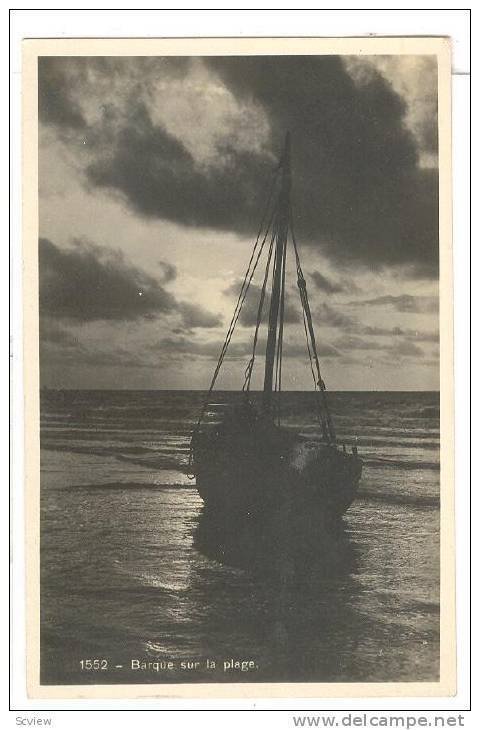 RP: Barque sur la Plage , Belgium , PU-1933